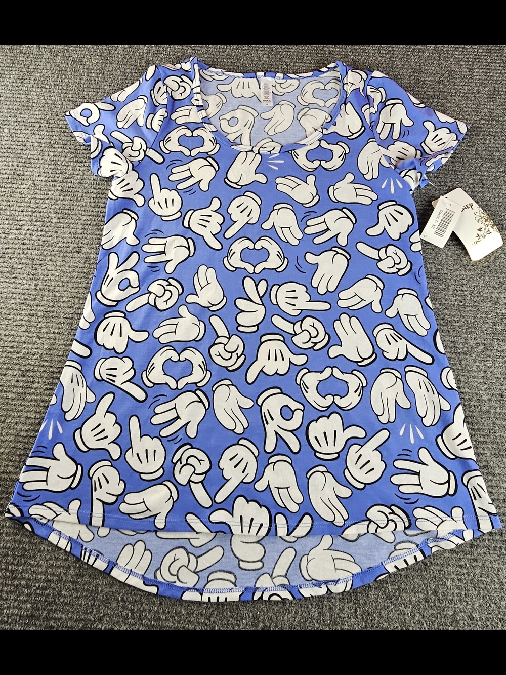Lula Roe Blue Disney Hands Graphic Short-Sleeve Women’s XS Tee New